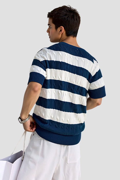 Pull marin Homme Manches Courtes Confortable et Élégant