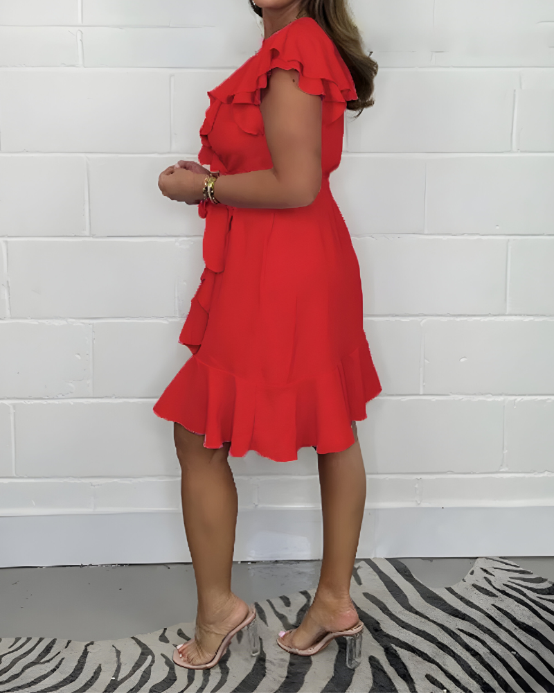 Robe Élégante à Fente avec Décolleté en V pour Femme