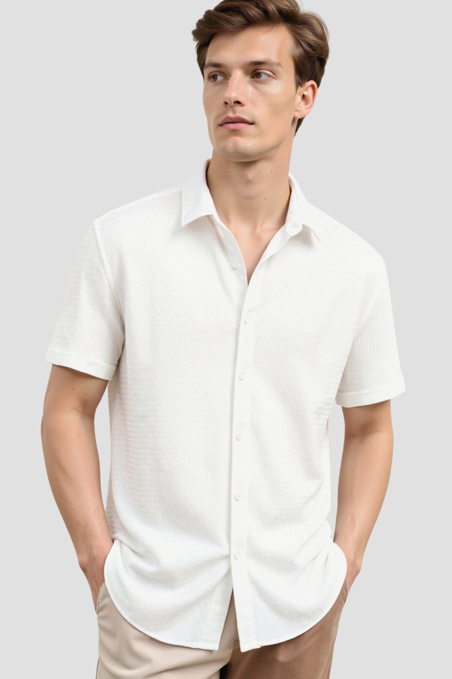 Chemise Lin Cuir Court Manches Été