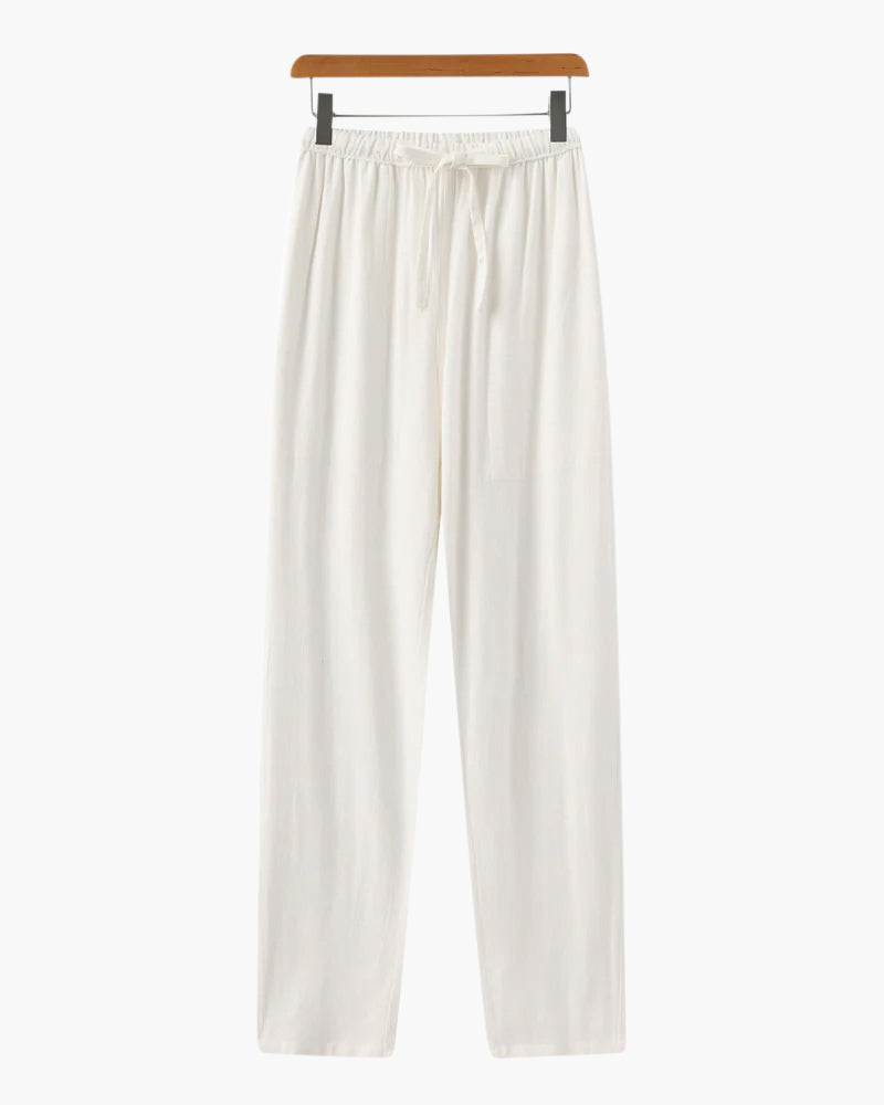 Pantalon Lin Slim Fit Homme pour Été en Lin avec Cordons