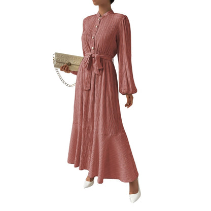 Robe Femme Longue Plissée à Ceinture Élastique