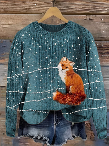 Pull Femme Hiver Doux et Confortable à Motif Animalier