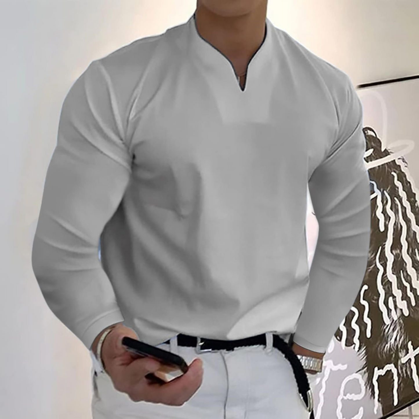 Polo Homme Manches Longues Séchage Rapide et Confortable