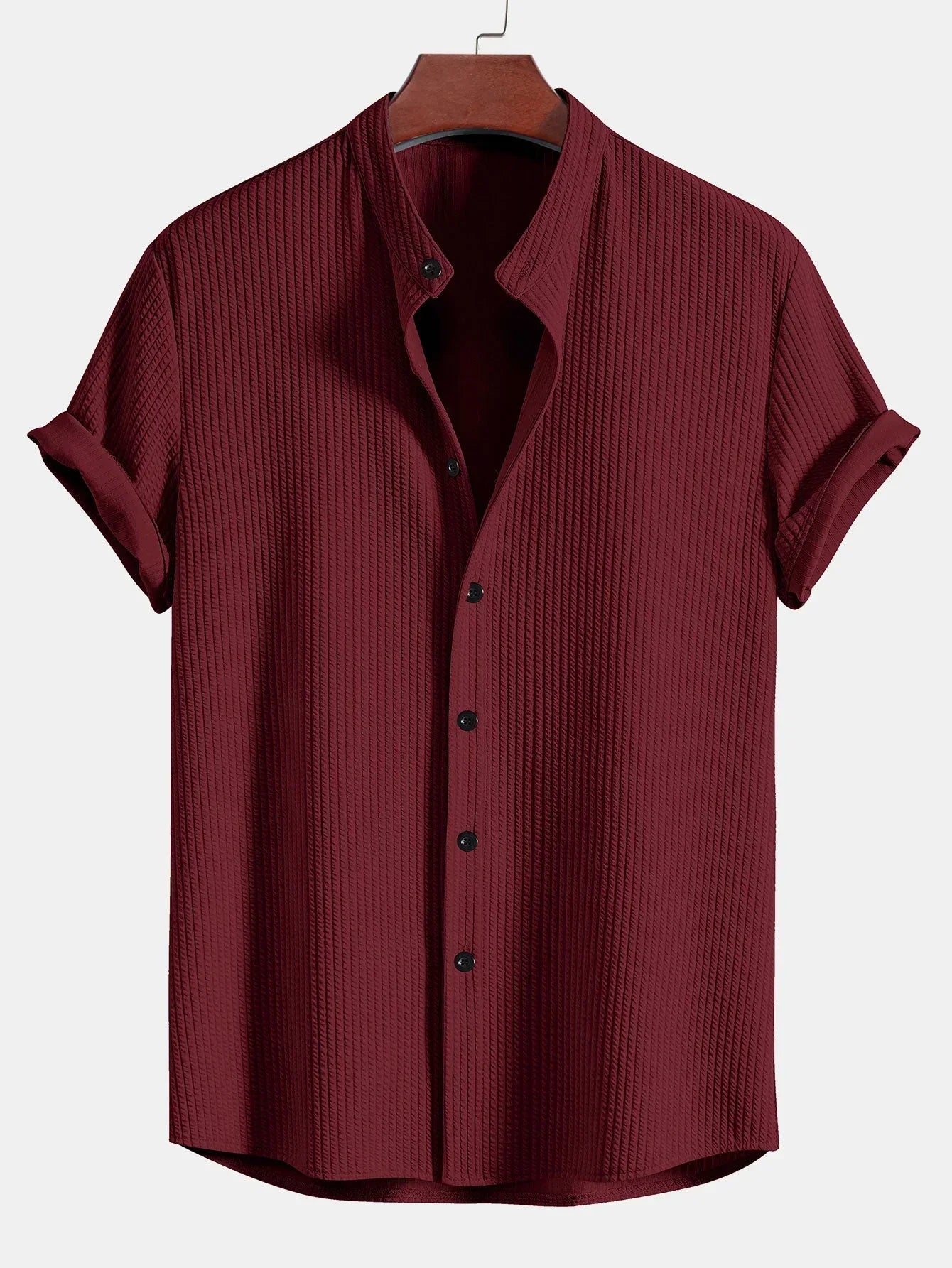 Chemise Polo Homme Lin Coton Classique avec Col Montant