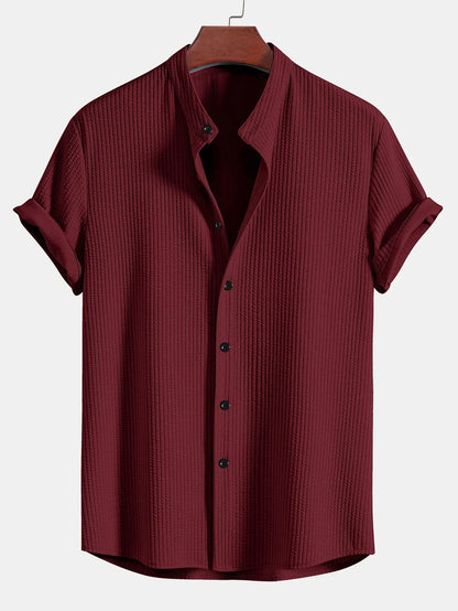 Chemise Polo Homme Lin Coton Classique avec Col Montant