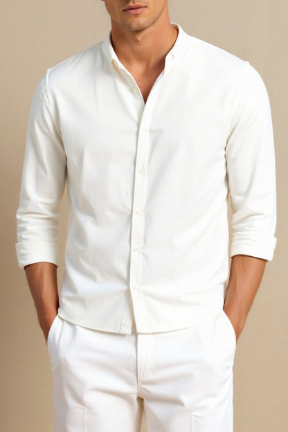 Chemise à Col Montant Blanc Classique