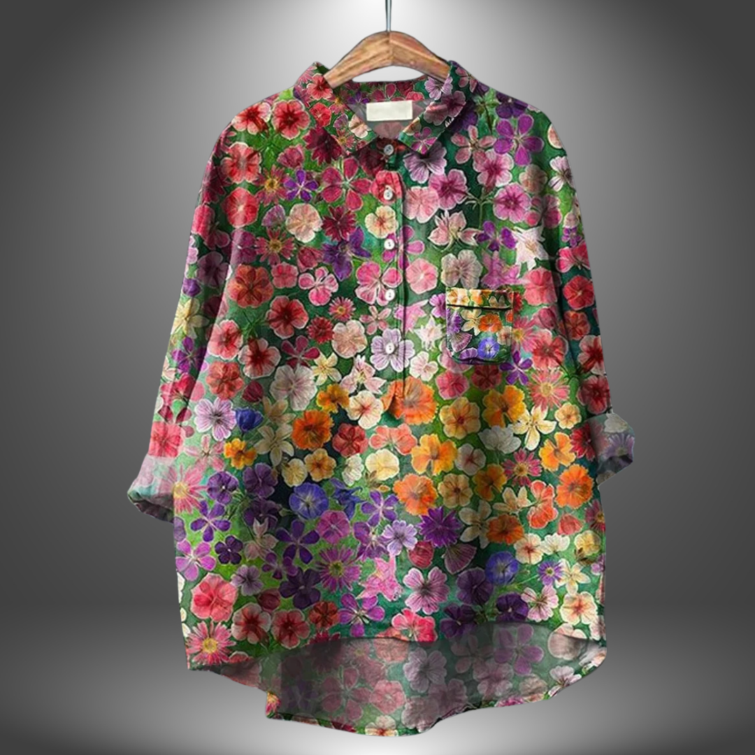 Chemise Manches Courtes Florale Femme Élégante