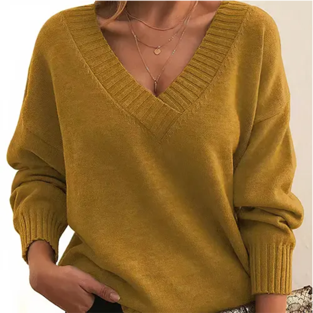 Pull Femme Col V Doux et Chaude pour Hiver