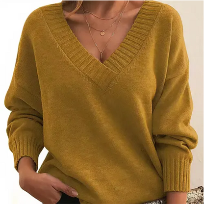 Pull Femme Col V Doux et Chaude pour Hiver