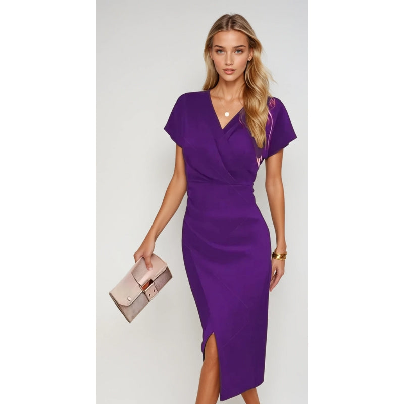 Robe femme séductrice décolleté profond manches courtes