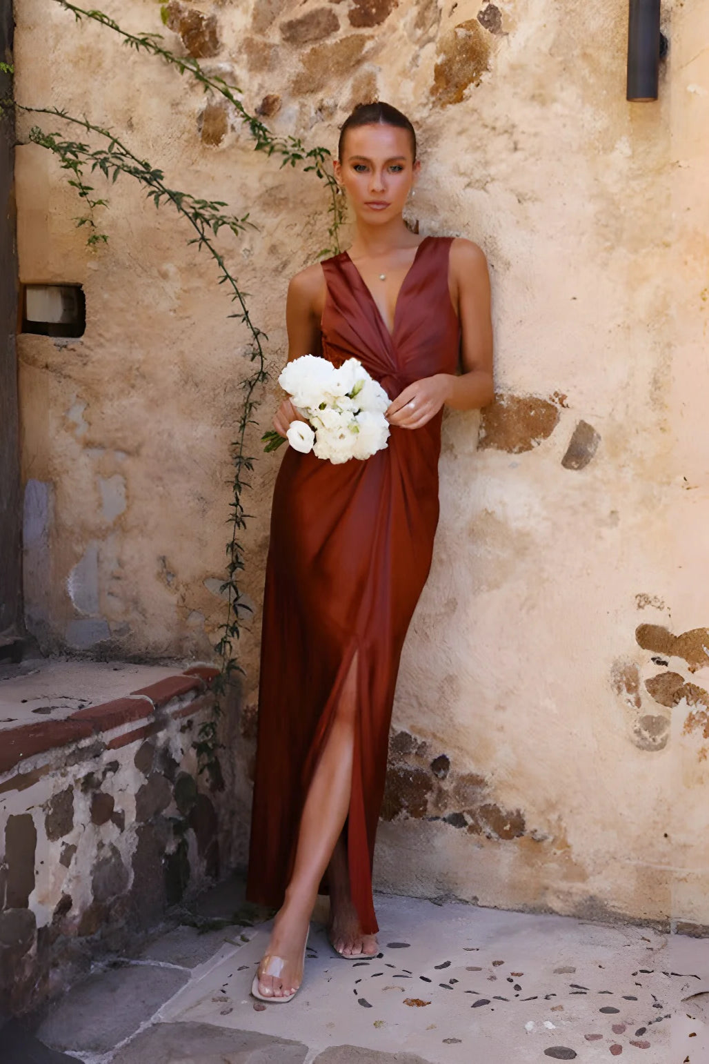 Robe Longue Femme Coupe Ajustée Matière Fluide