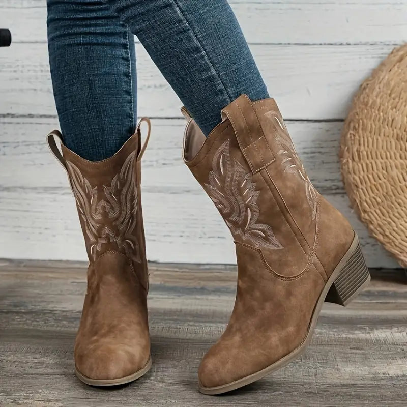 Bottes Country Cuir Brun Féminines Élégantes - PanierRoyale