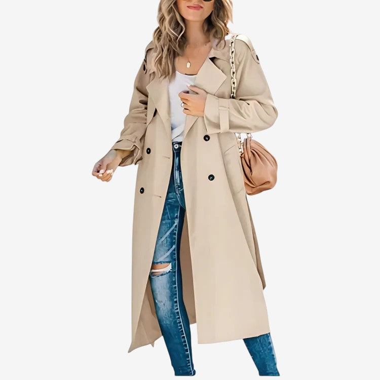 Manteau Imperméable Femme Col Montant avec Poches