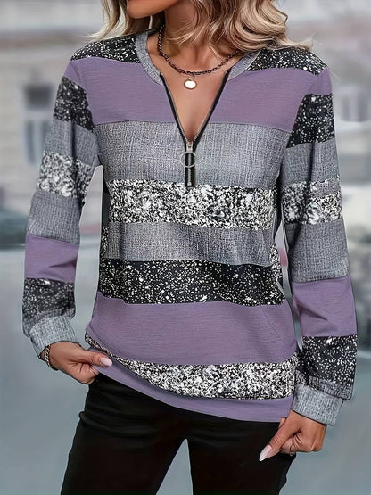Pull Femme Col Zippé Confortable Coupe Décontractée