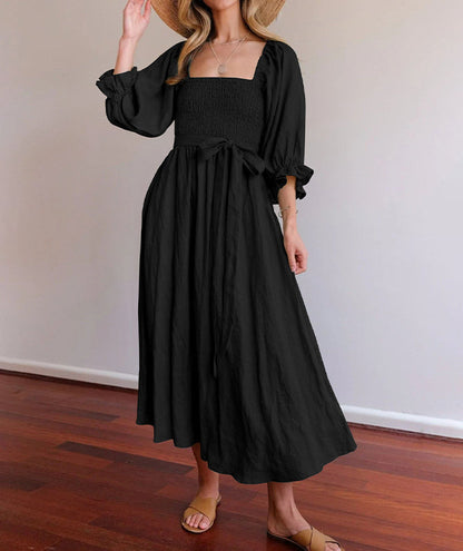 Robe Bustier Femme Élégante avec Manches Volantes