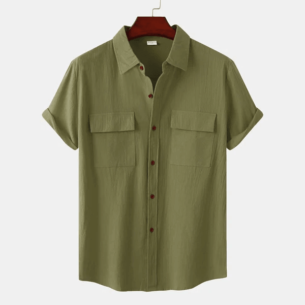 Chemise Homme Simples Manches Courtes avec Poches