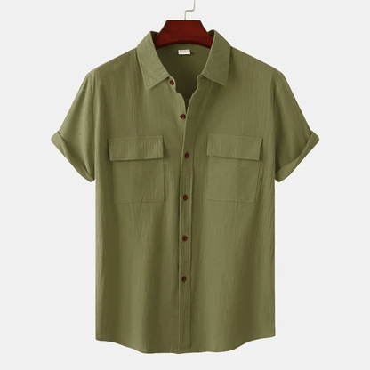Chemise Homme Simples Manches Courtes avec Poches