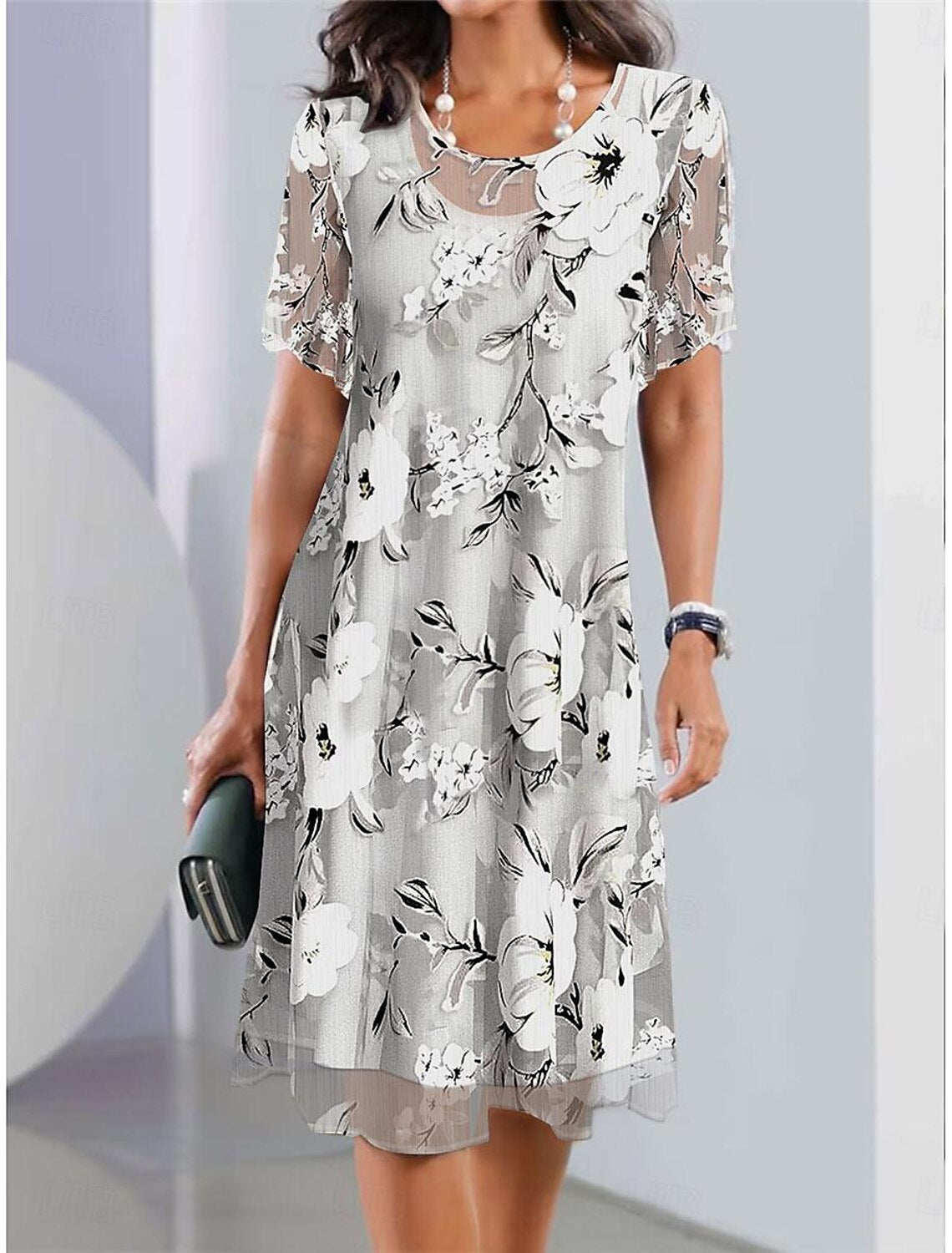 Robe Midi Femme Tissu Léger Coupe Fluide Imprimé Floral - PanierRoyale