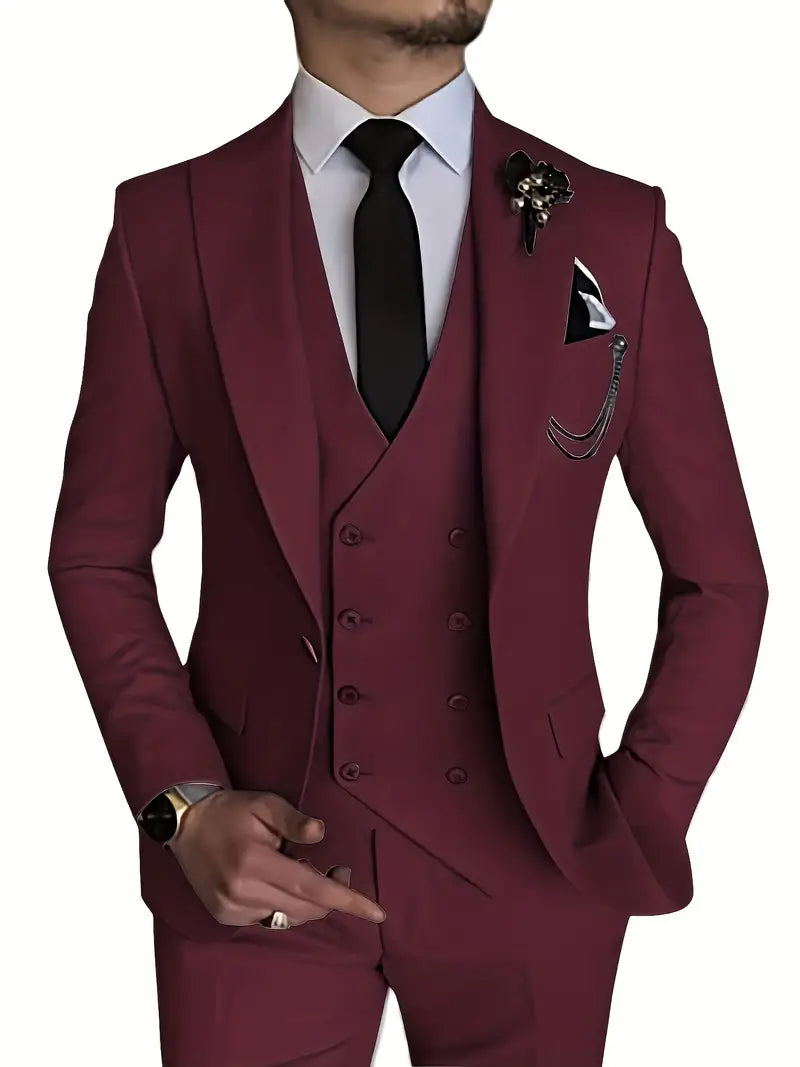 Costume Homme 3 Pièces : Blazer, Gilet et Pantalon Élégant