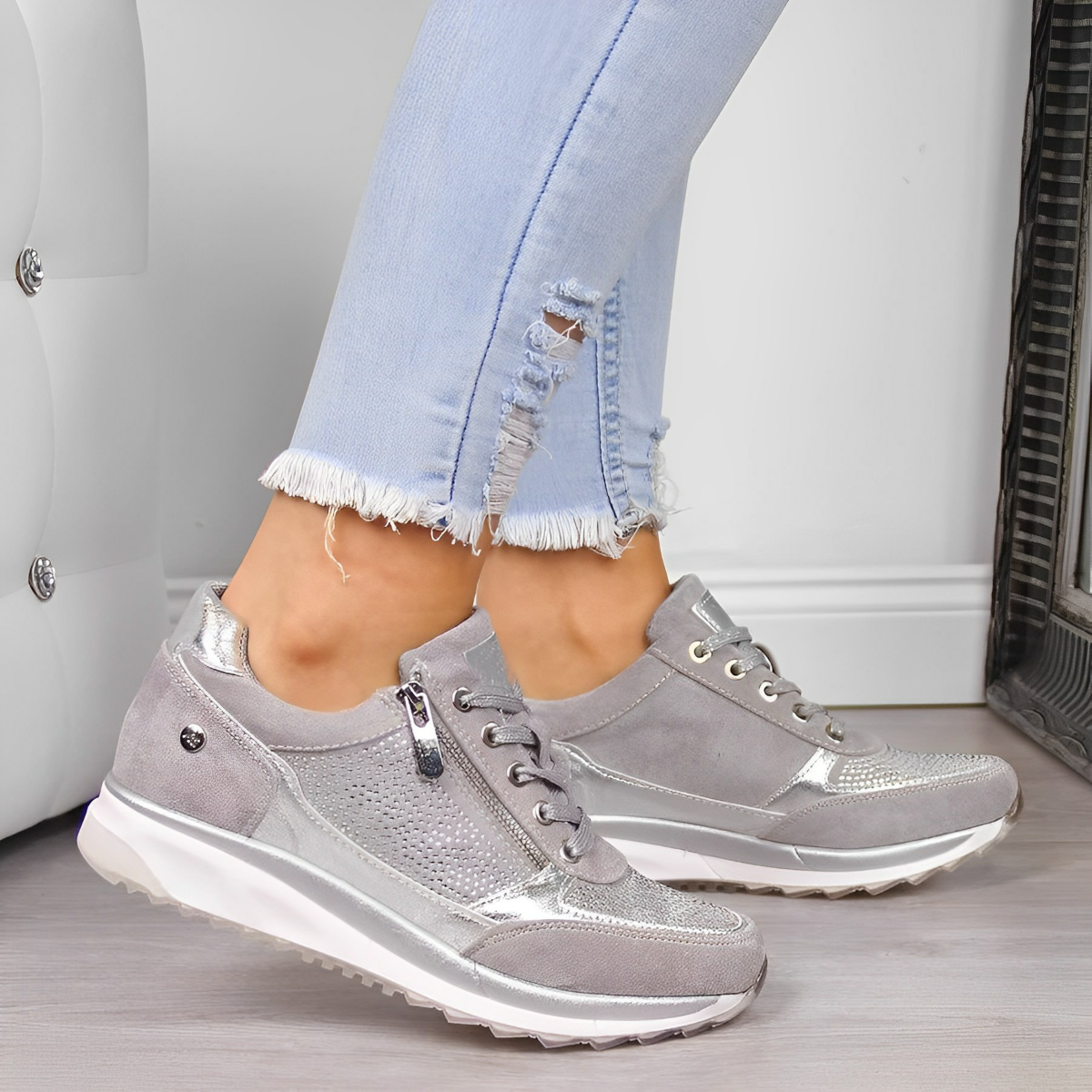 Chaussures Running Femme Brillantes avec Lacets Éclair - PanierRoyale