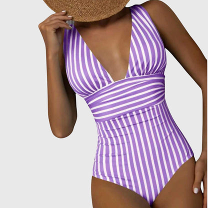 Maillot de bain une pièce Femme Ceinture croisée Col en V plongeant