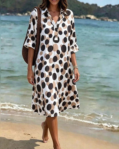 Robe Femme Fluide Col en V Coupe Droite - PanierRoyale