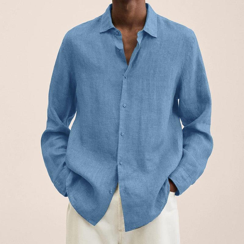 Chemise Homme Manches Longues en Lin, Style Élégant et Moderne