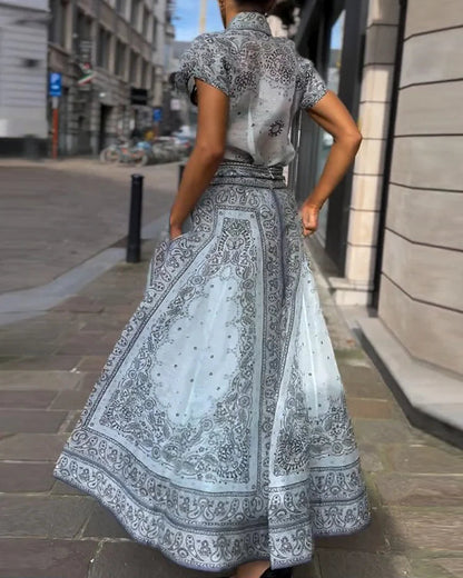 Robe et Blouse Ensemble Élégant Paisley Moderne
