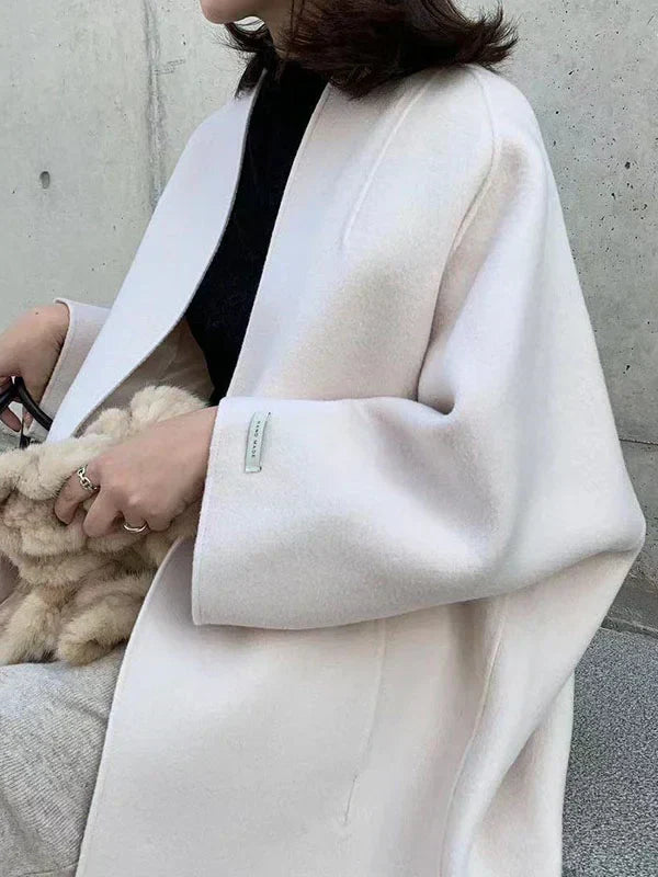 Manteau Femme Hiver Doux et Élégant sans Boutons