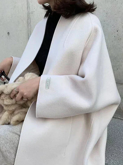 Manteau Femme Hiver Doux et Élégant sans Boutons