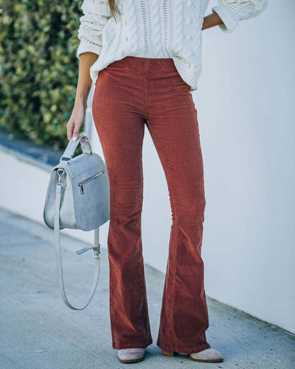 Pantalon Velours Élégant Vert Émeraude pour Femme