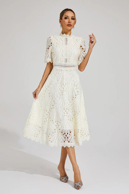 Robe en Dentelle Midi Élégante pour Femme