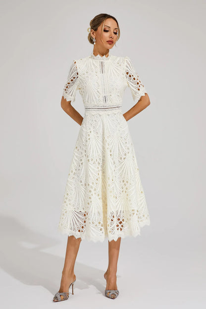 Robe en Dentelle Midi Élégante pour Femme