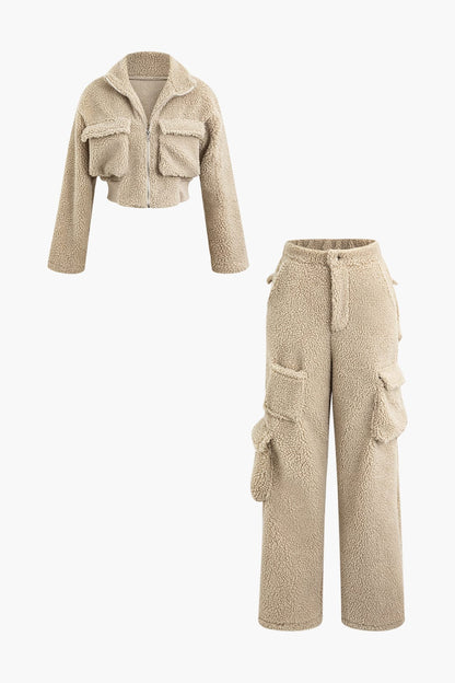 Combinaison Teddy Douce avec Pantalon et Veste Courte - BerlinGlamour