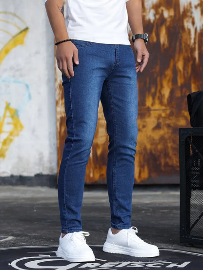 Jeans Slim Homme Élastique Denim Foncé