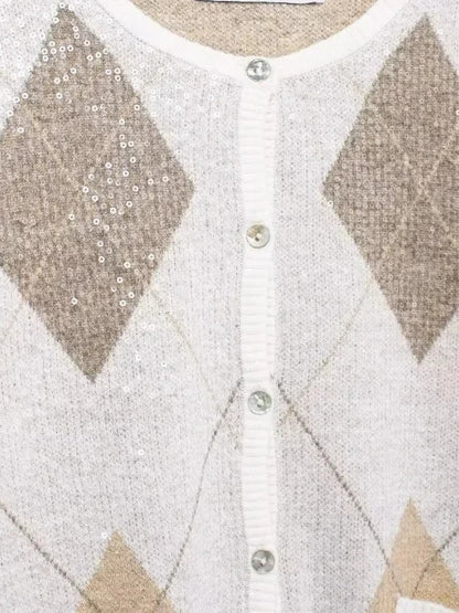 Cardigan Femme Motif Losange Classique