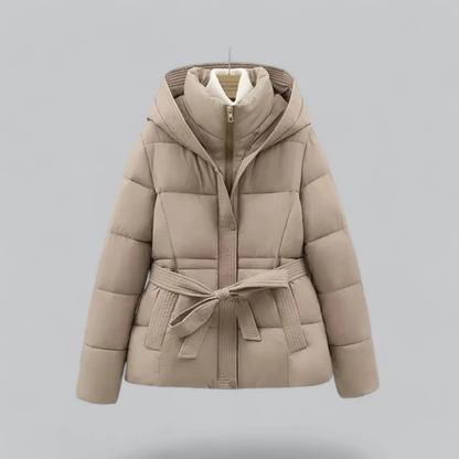Parka Féminine À Capuche avec Ceinture Adjustable