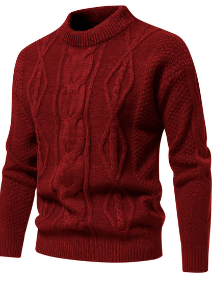 Pull Homme Marine Épais Chaud en Laine Mélangée