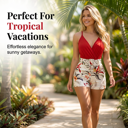 Ensemble Femme Short Taille Haute Décolleté en V Coupe Élégante