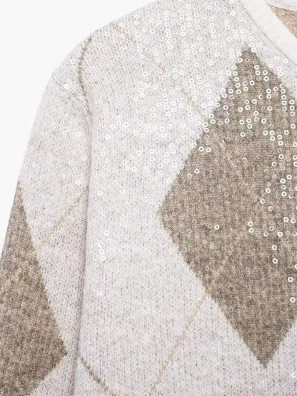 Cardigan Femme Motif Losange Classique