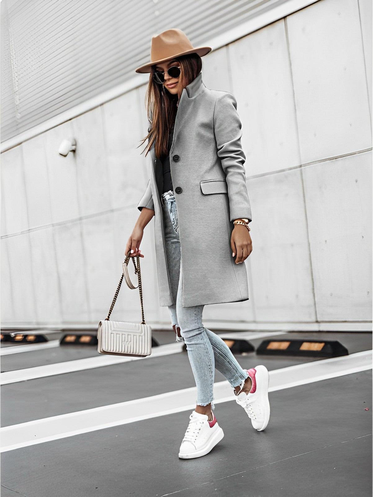 Manteau Femme Hiver Élégant avec Capuchon et Poches