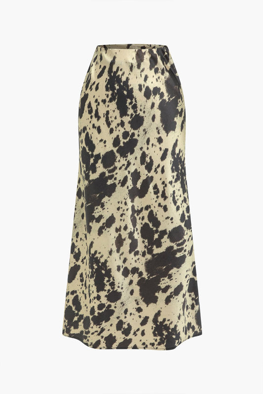 Robe Mi-Longue Satinée Haute Taille Imprimé Animalier - BerlinGlamour