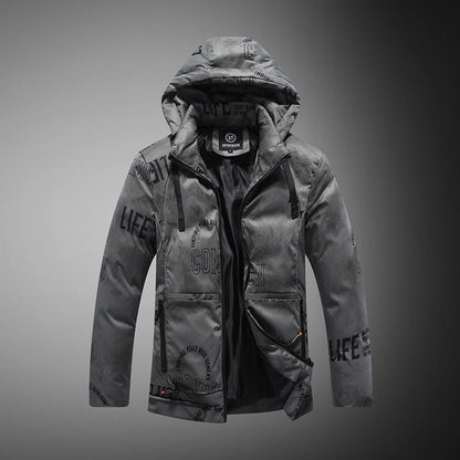 Veste Hiver Homme Capuche avec Poches Réversibles
