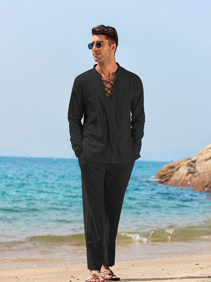 Chemise Homme Noir Classique à Manches Longues - PanierRoyale