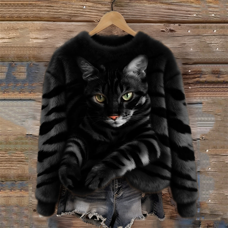 Sweat Femme Peluche Motif Animal Coupe Confortable