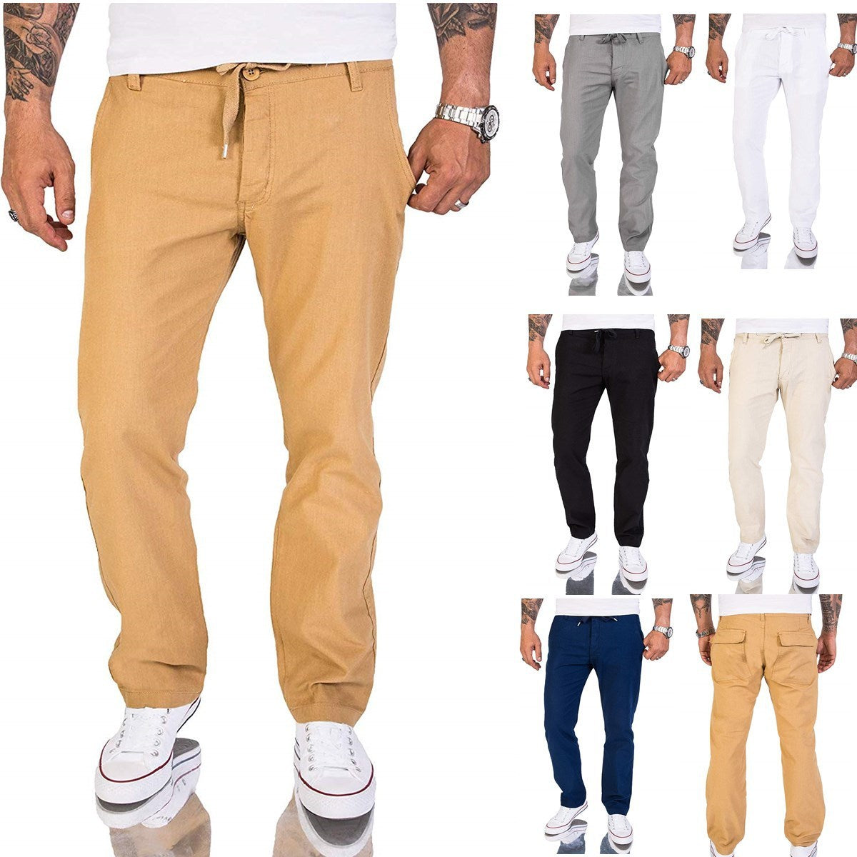 Pantalon Homme Coton Décontracté Unicolore - BerlinGlamour