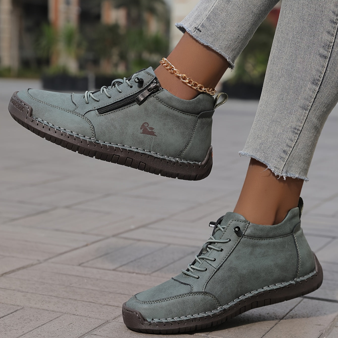 Chaussures Femmes Confortables à Lacets et Fermeture Éclair