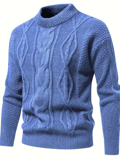 Pull Homme Marine Épais Chaud en Laine Mélangée - PanierRoyale