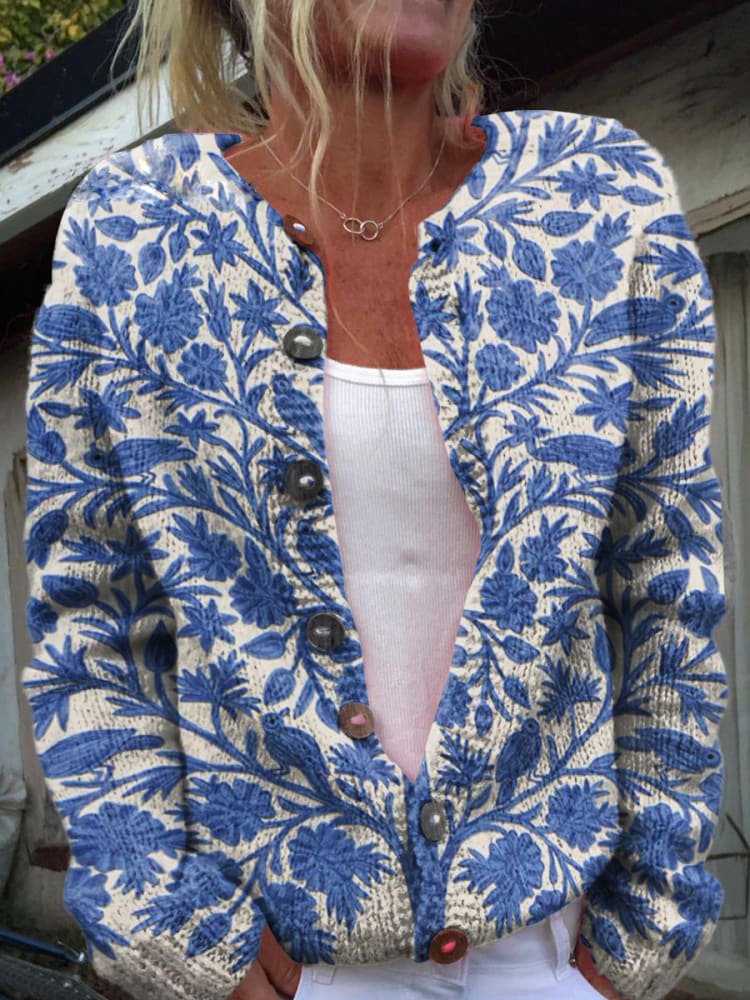 Gilet Femme Floral Élégant Col V - PanierRoyale