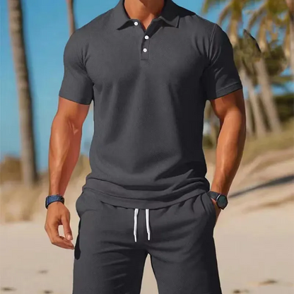 Ensemble Homme Polo Coton et Short Ceinture Cordon